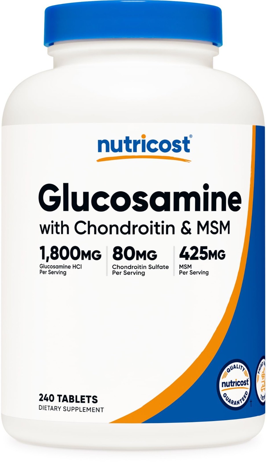 Glucosamine 1800mg with Chondroitin & MSM – 240 Tablets, GMO-Free, Gluten-Free