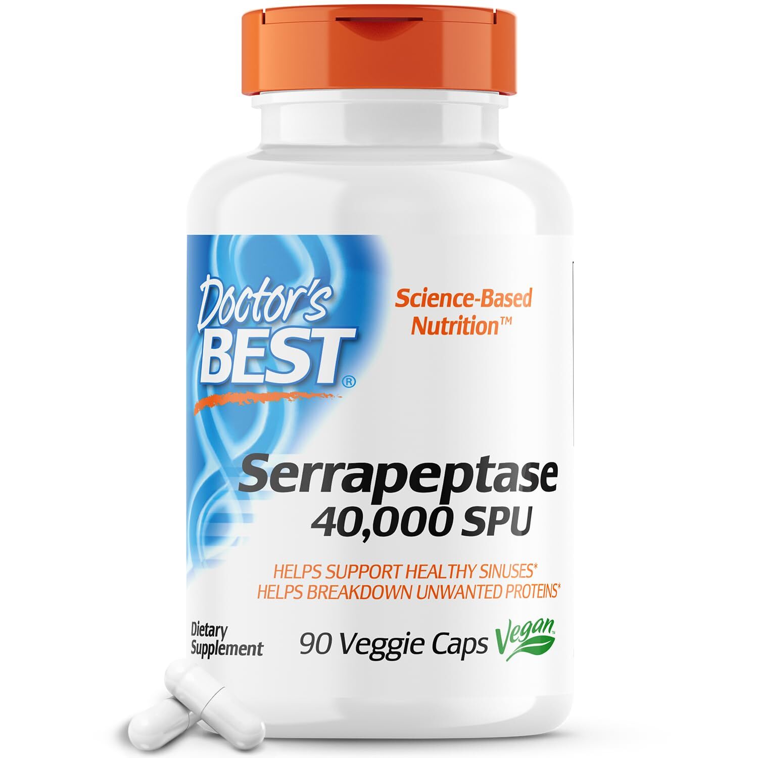 Doctor’s Best Serrapeptase 90 Veggie Caps Non GMO Vegan Respiratory Health