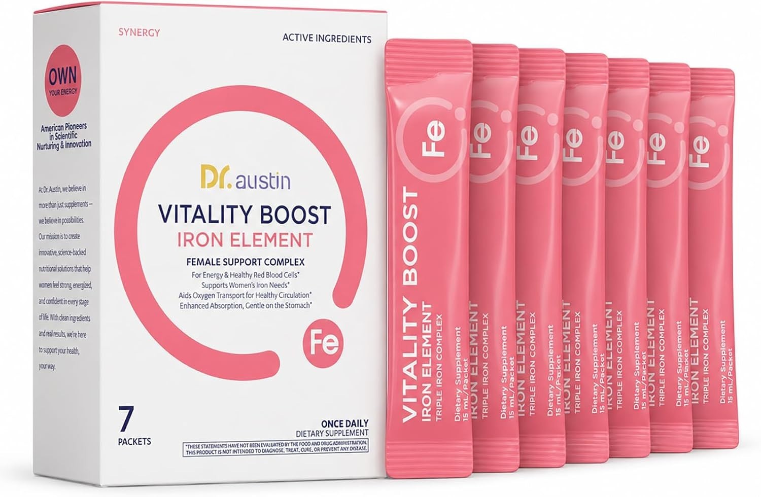 Dr. Austin Vitality Boost Iron Element with B-Vitamins & C – Gentle, High-Absorp