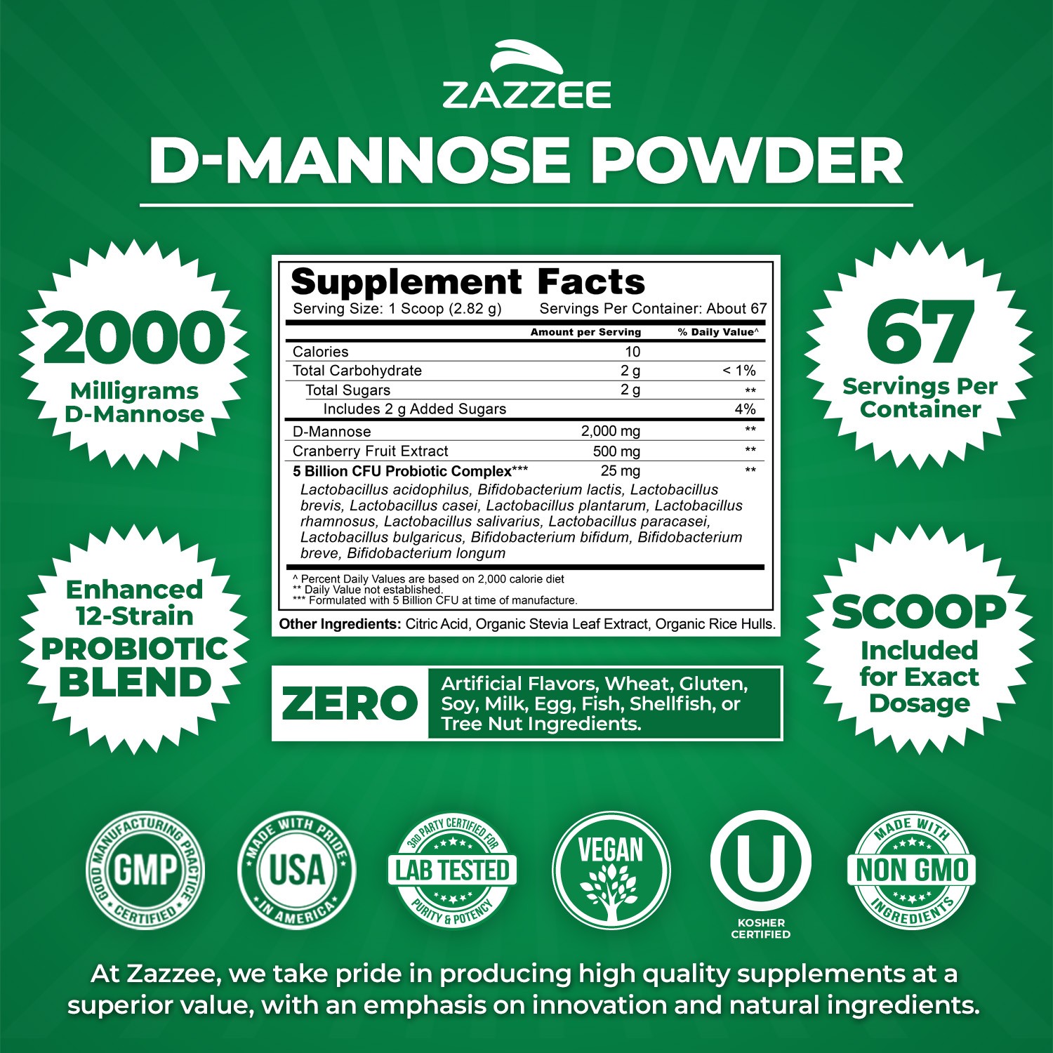 D-Mannose Powder FREE Scoop UTI Relief Probiotics Urinary Tract Natural USA