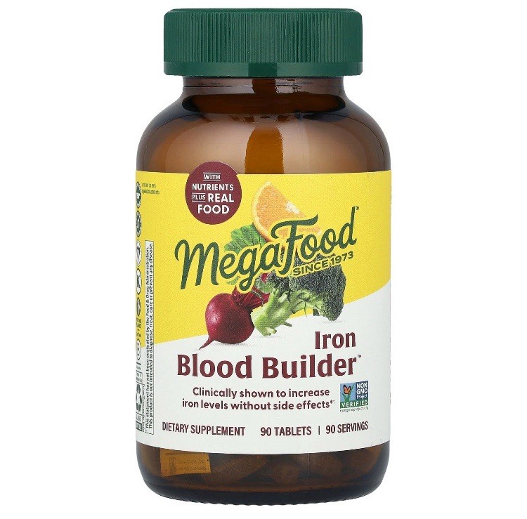 MegaFood Blood Builder 90 Tablets Dairy-Free, Kosher, Non-GMO, NSF Certified,