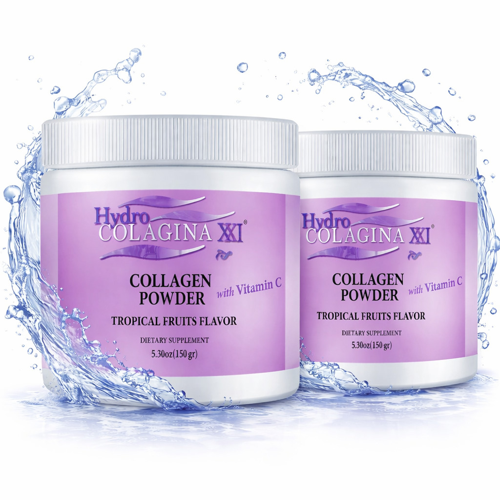 2 Pack Collagen Powder with Vitamin C Tropical Flavor Skin Hair Nails Support