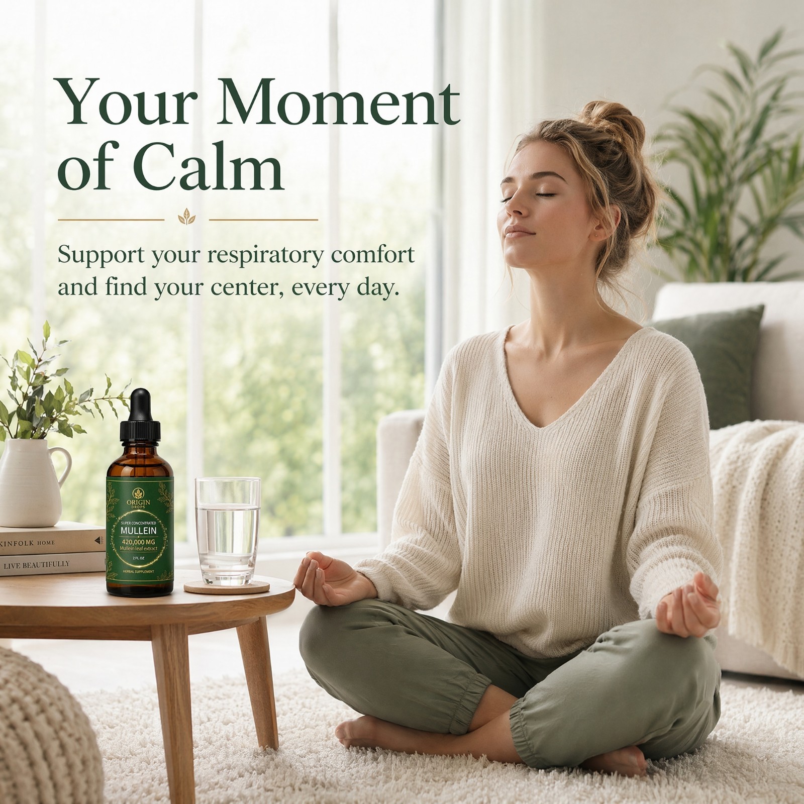 Origin Mullein Drops Natural Herbal Ear & Lung Support Supplement