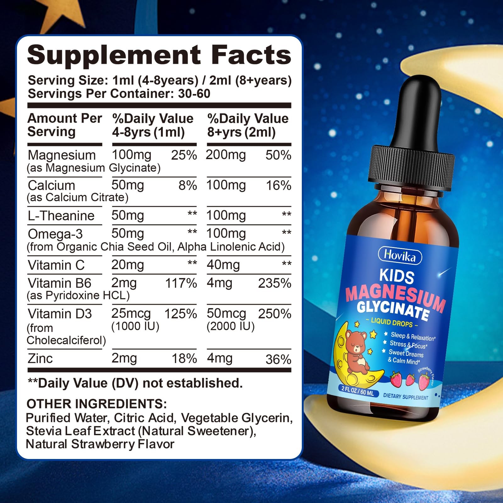 Magnesium Glycinate Liquid for Kids – with L-Theanine 2 Fl Oz (Pack of 1)