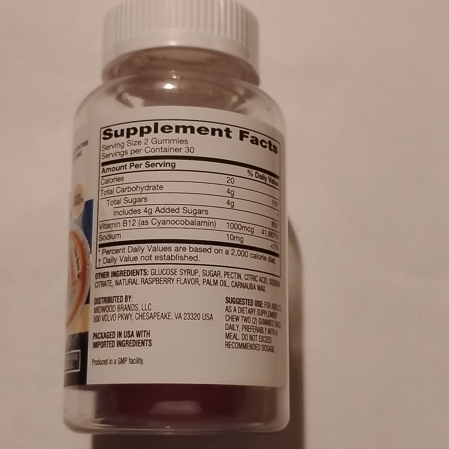 Family Wellness Vitamin B12 1000mcg Gummies Energy Support 60 Natural Raspberry