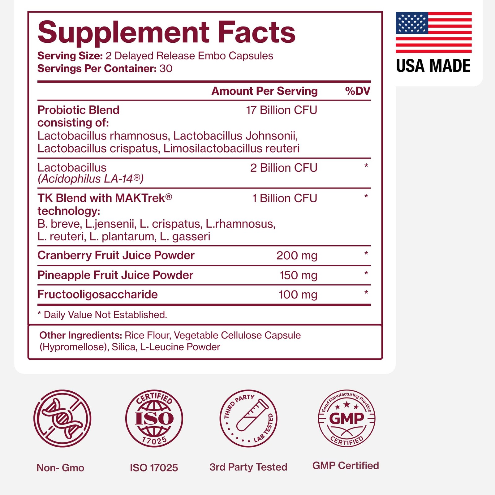 Vaginal Probiotics 60 Capsules with Cranberry – pH Balance & Odor Support