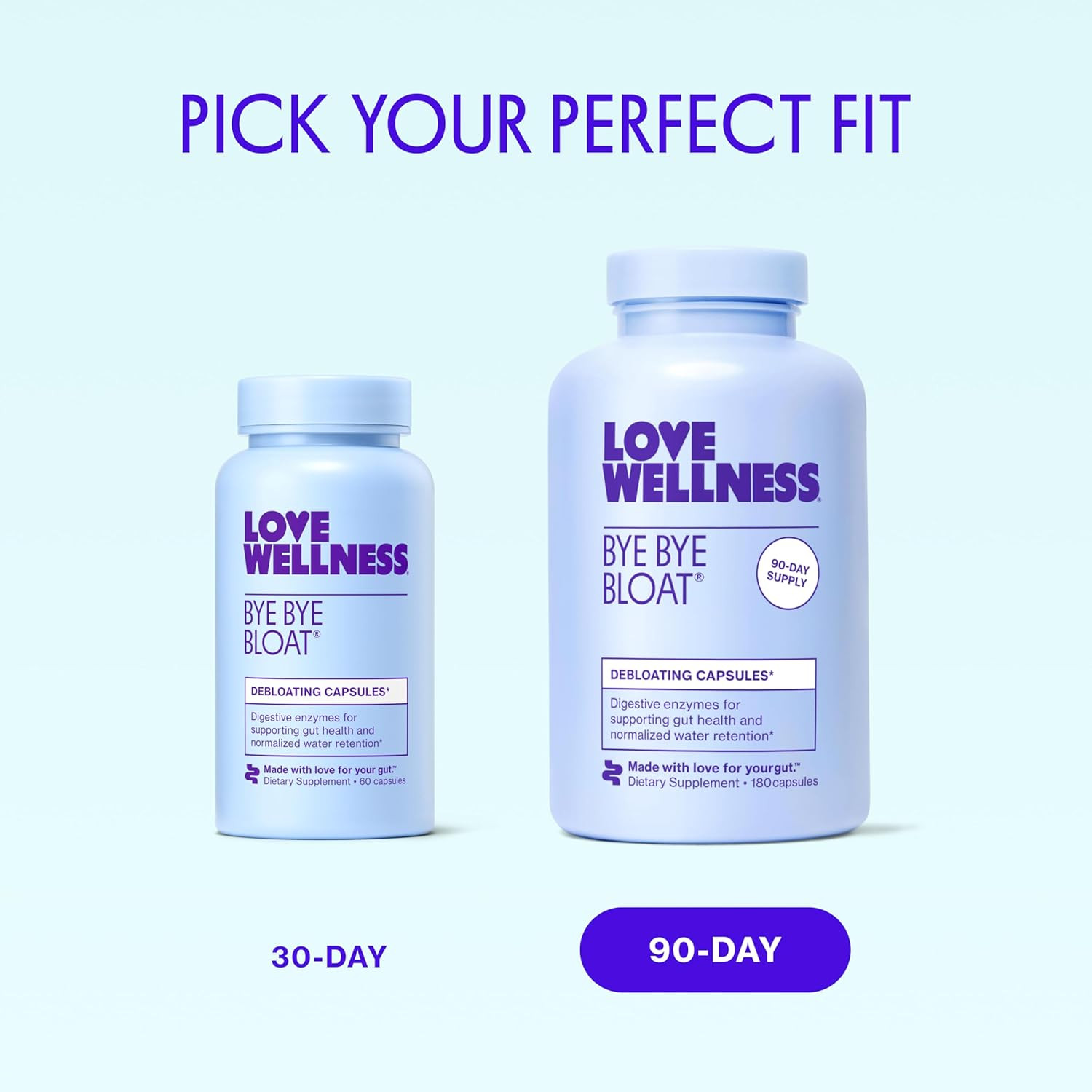 Love Wellness Bye Bye Bloat | Digestive Enzymes for Fast Acting Bloating Relief