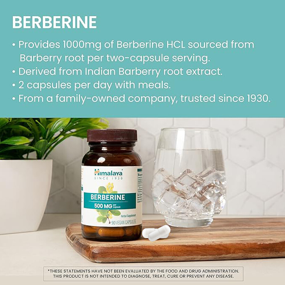 Himalaya BERBERINE 500 mg Per Capsule , 90 Vegan Capsules