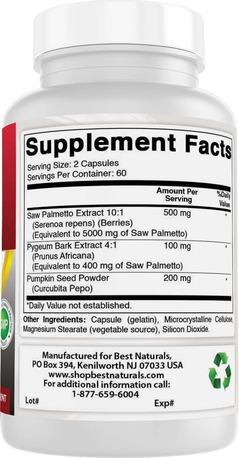 Saw Palmetto 10:1 Extract Prostate Supplements for Men – 120 Capsules