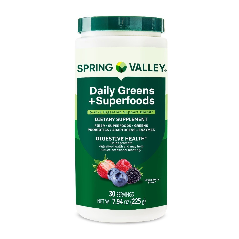 Daily Greens Superfood Digestive Health Supplement, Mixed Berry, 30 Servings,