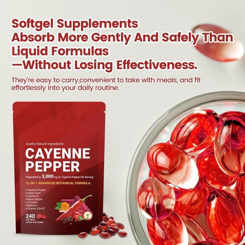 Cayenne Leg Softgel Pepper Help Vein Heart Blood Vessel Health Vitamin D3+K2