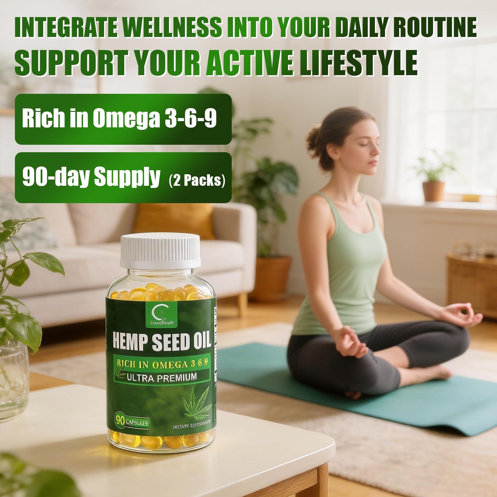 Gpgp Greenpeople 2 Packs Hemp Seed Oil Capsules Flaxseed Oil – Rich In Omega 3