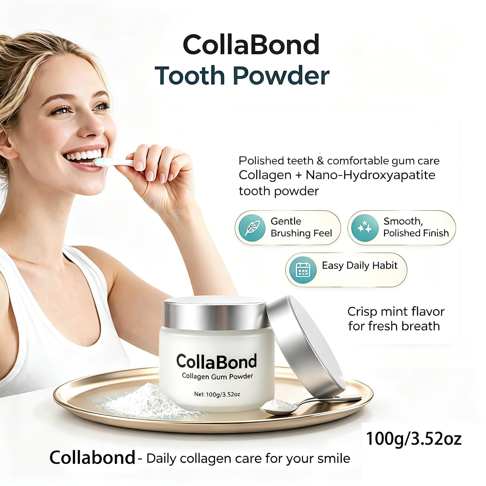 Collagen Powder for Gums, Collagen Brushing Tooth Powder with Nano-Hydroxyapa…