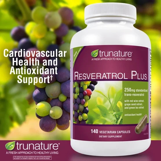 trunature Resveratrol Plus, 140 Vegetarian Capsules Anti-Aging Antioxidant