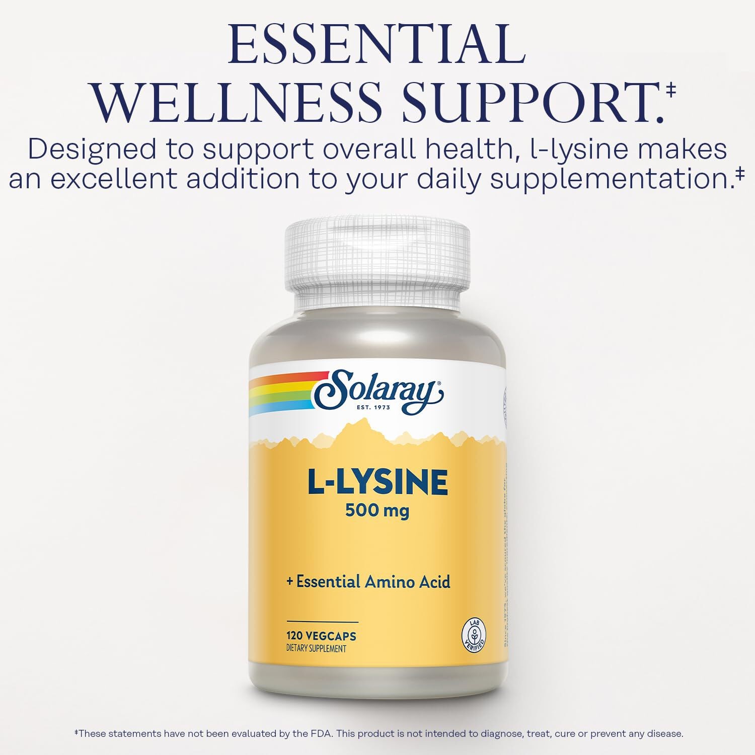 12/28 SOLARAY L Lysine 500 mg Capsules – Free-Form Essential Amino Acids Supplem