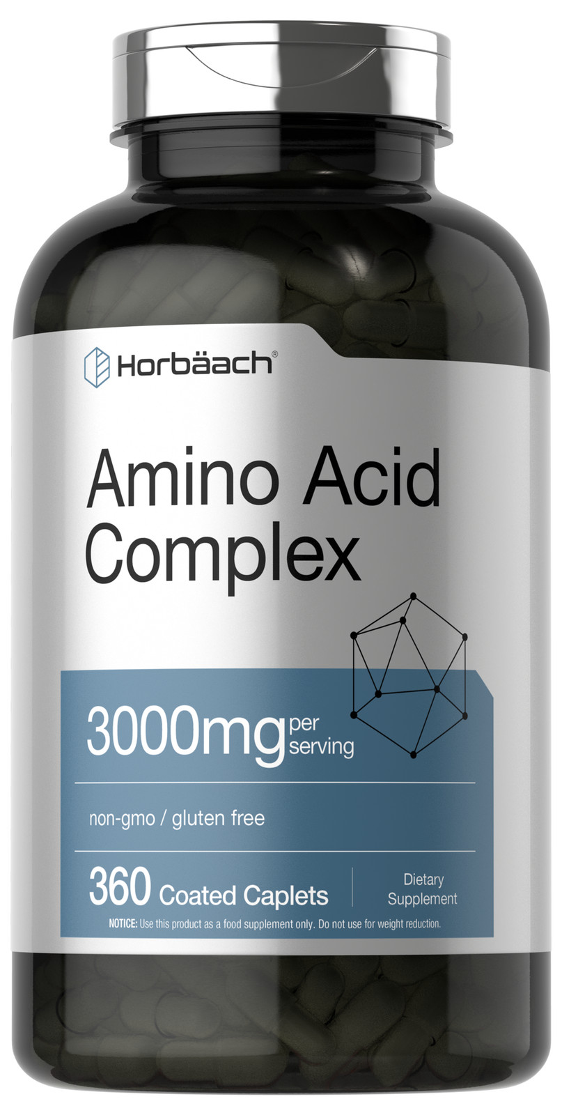 Amino Acid Complex 3000mg | 360 Caplets | Non-GMO, Gluten Free | by Horbaach