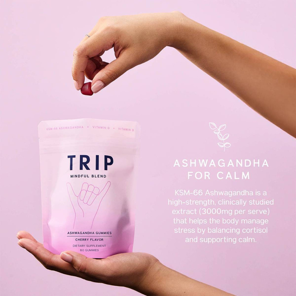 TRIP Ashwagandha Stress Relief Gummy Vitamins – Cherry Flavor – 60ct