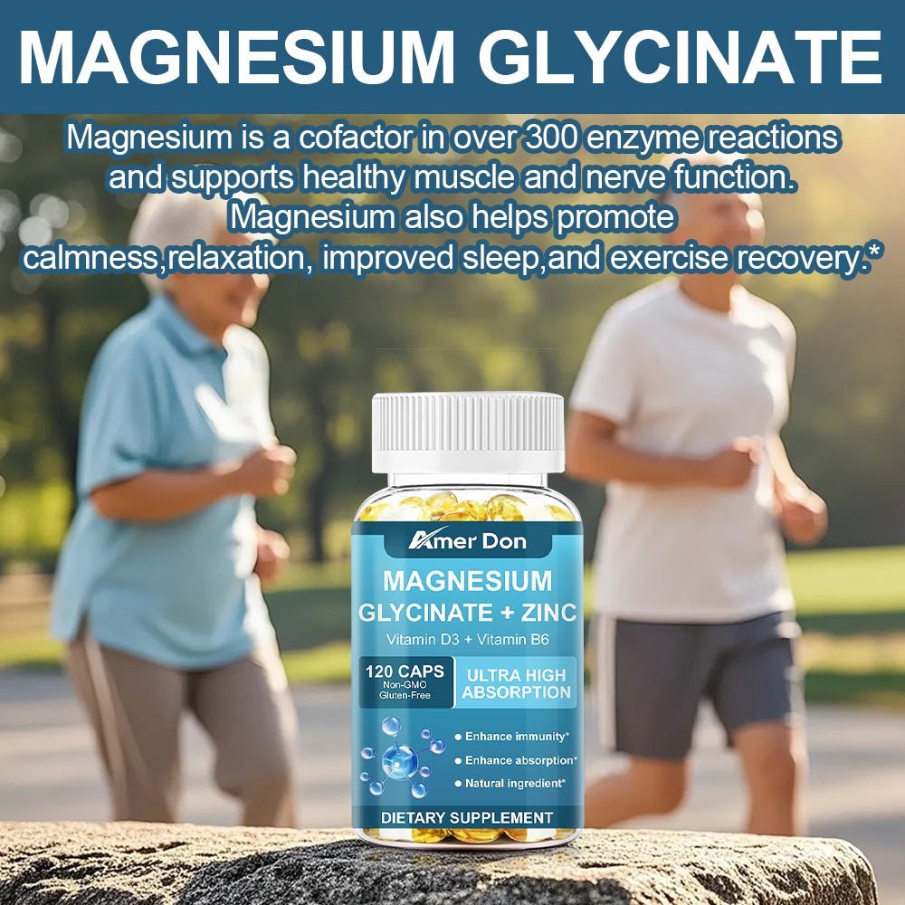 Magnesium Glycinate 500mg With Zinc & Vitamin D3 For Sleep,Stress,Anxiety Relief