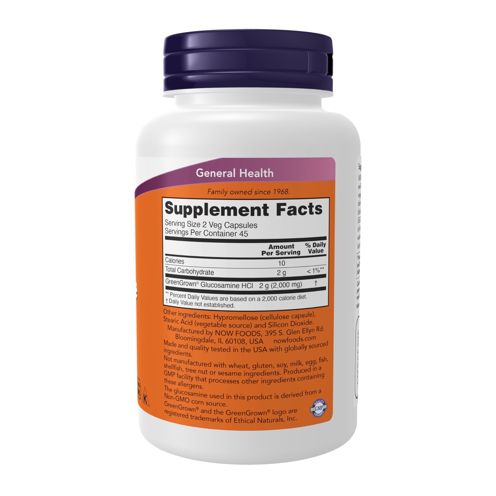 NOW Vegetarian Glucosamine 1000 Vegan Joint Support 90 Capsules Non-GMO