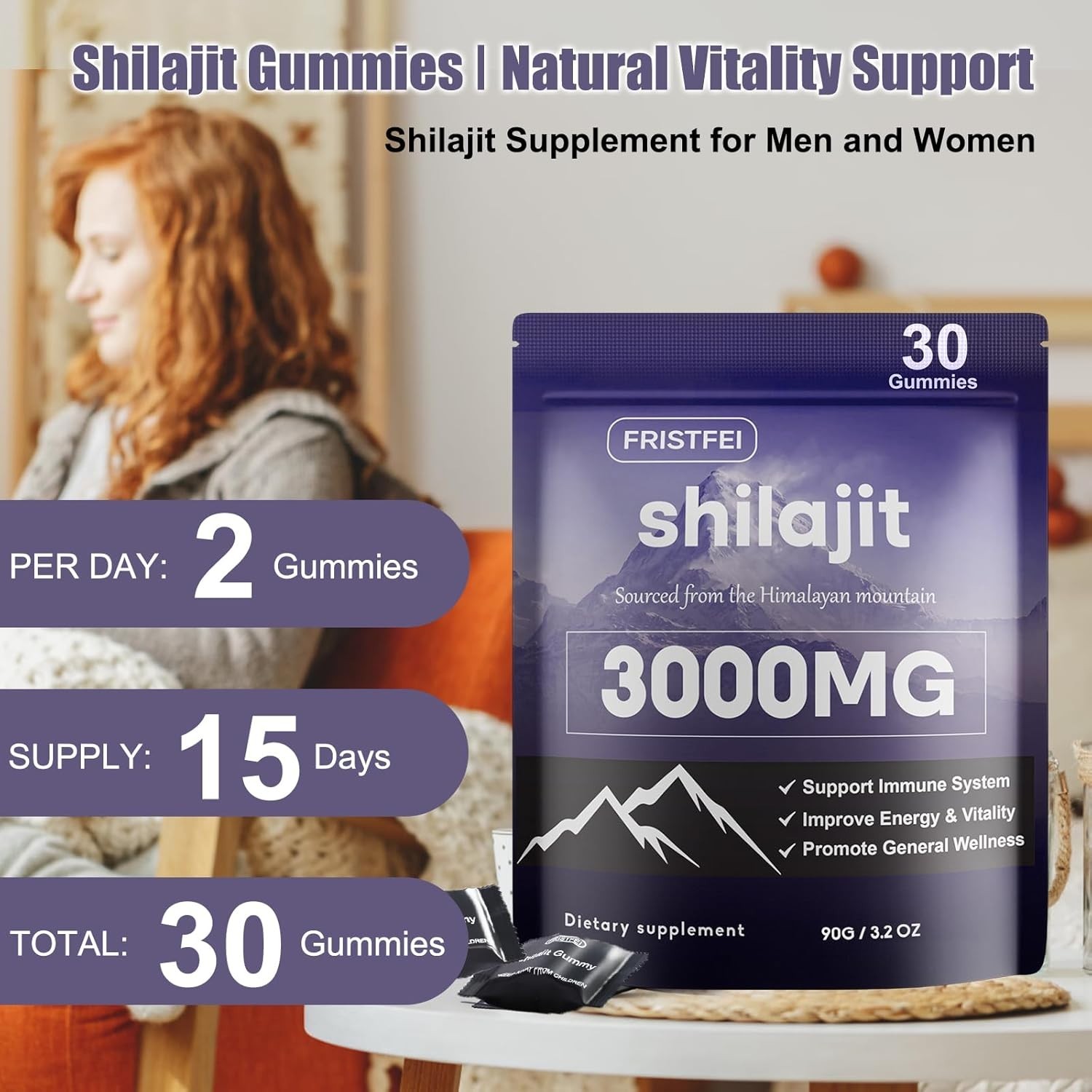 UltimaPeak Pure Himalayan Shilajit Gummies with 30 Count (Pack of 1)