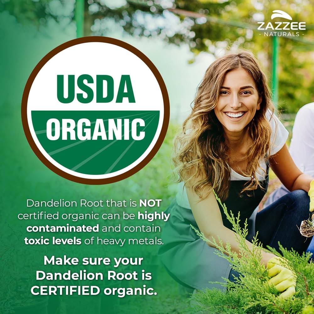 Zazzee USDA Organic Dandelion Root 10:1 Extract, 3000 mg Strength, 120 Capsules