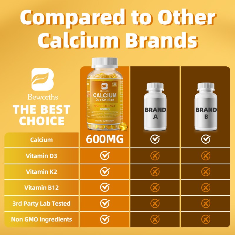 2X 120pcs Potency Calcium Vitamin D3 & K2-Bone Strength, Muscle & Nerve