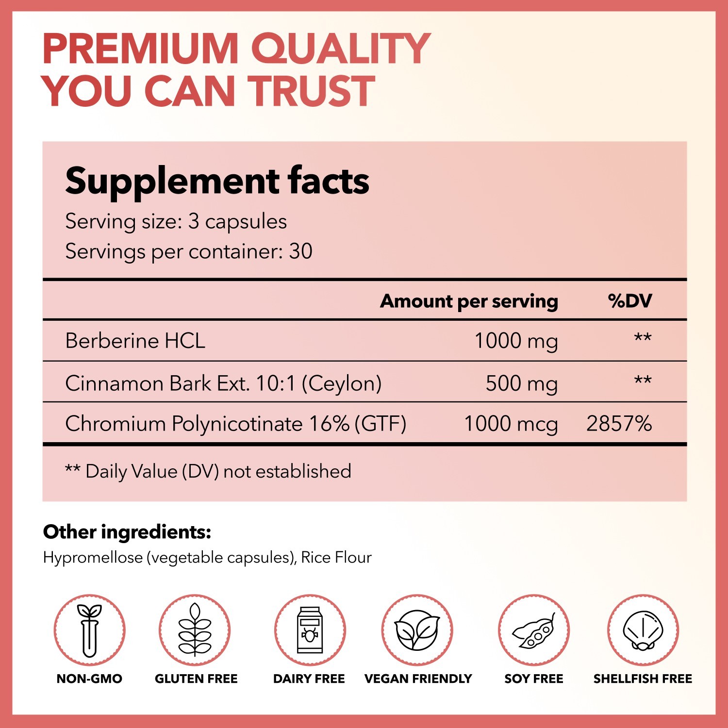 Berberine 1500mg Ceylon Cinnamon Chromium Supplement 90 Capsules Metabolism