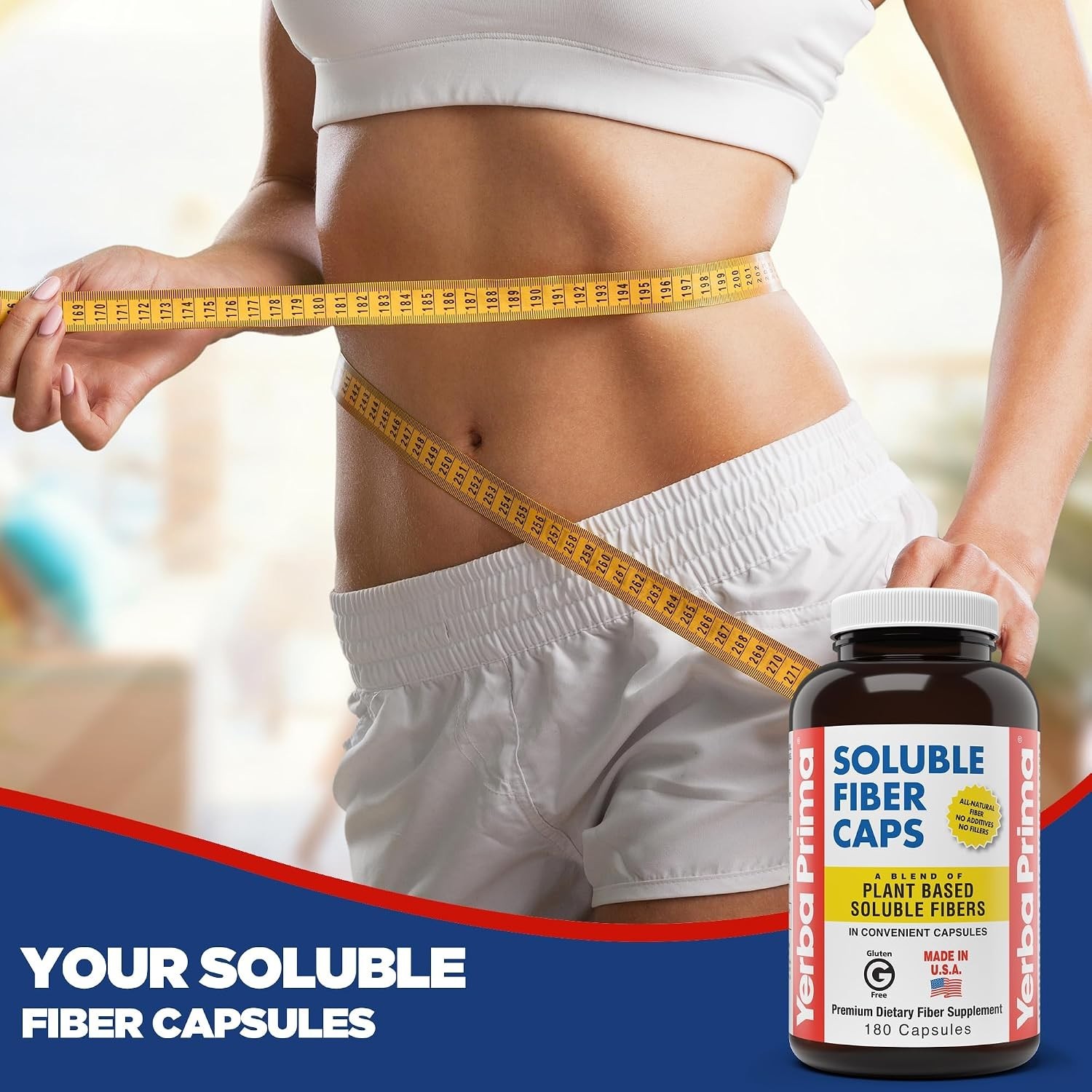 Soluble Fiber Capsules – 180 Count, Natural & Non-GMO Digestive Support