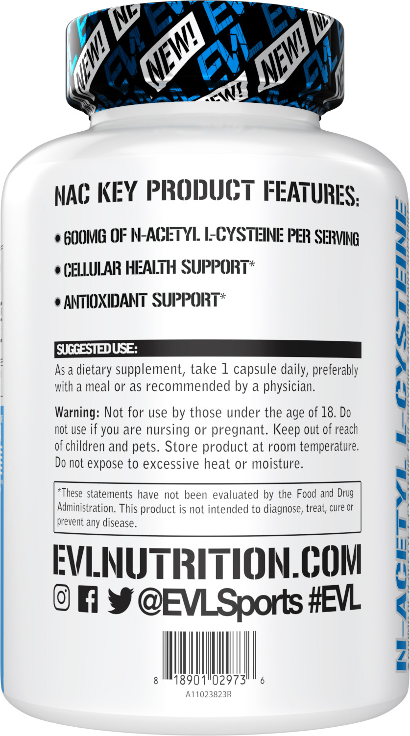 Evlution Nutrition NAC N-Acetyl L-Cysteine – Antioxidant Support – 60 Servings