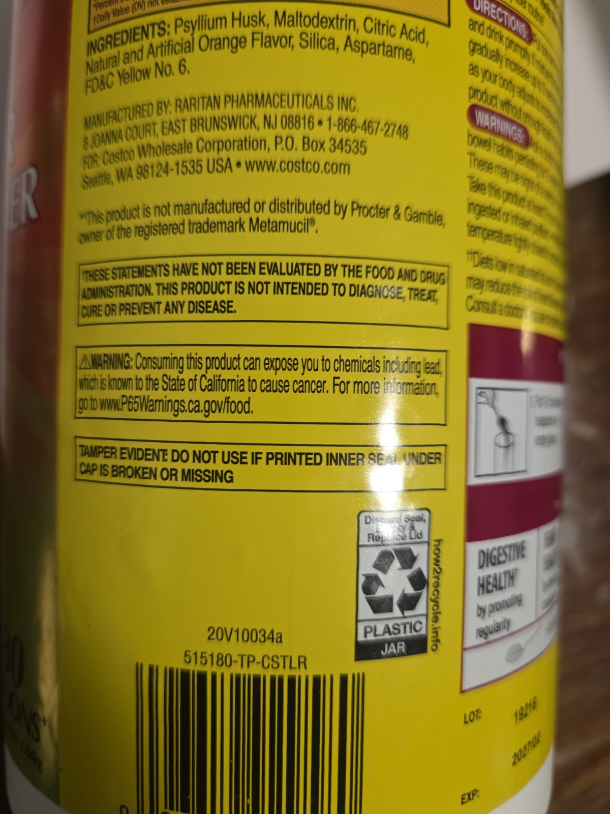Kirkland Signature Psyllium Fiber Sugar Free Powder Orange 02/2027 2 Bottles