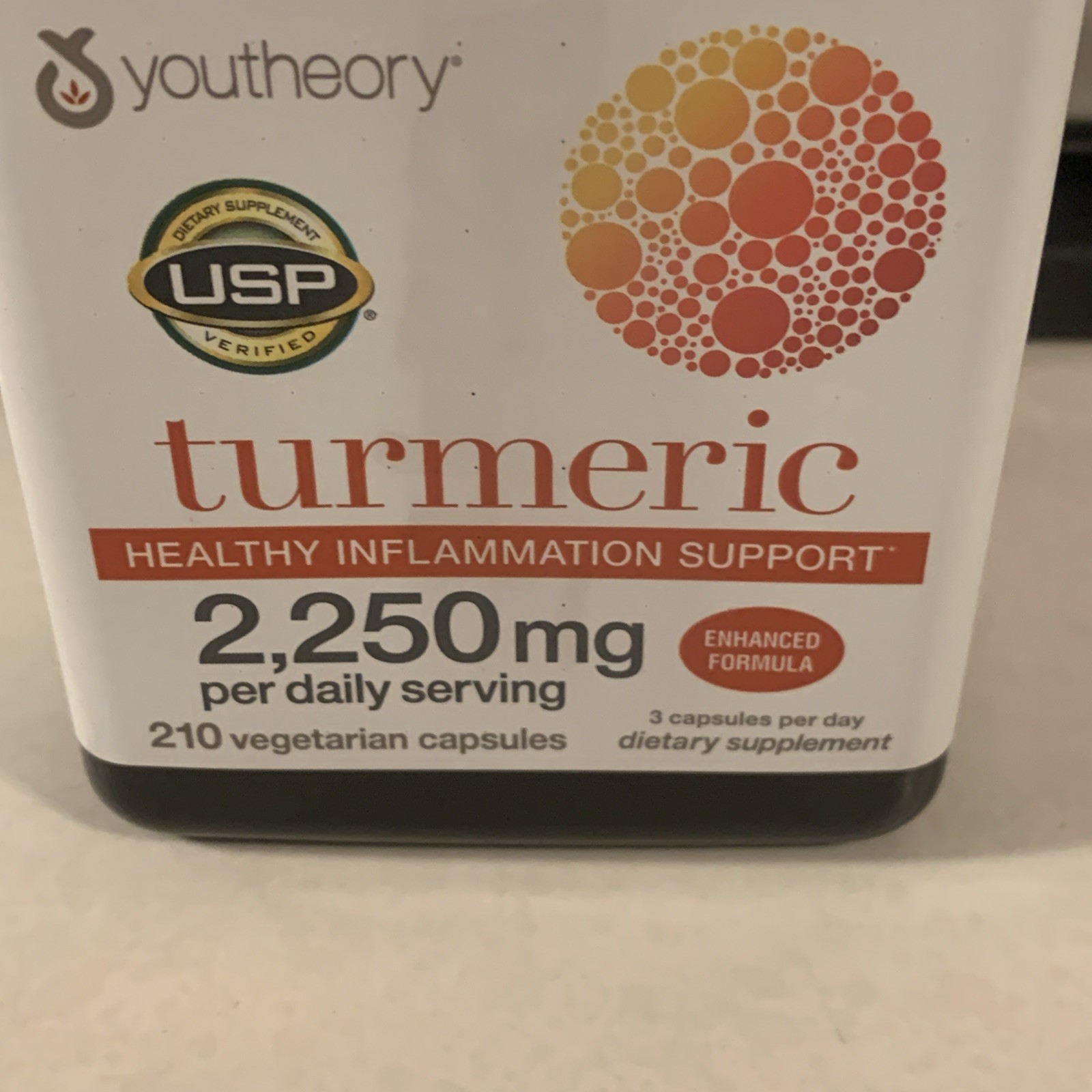 Youtheory Turmeric 2250mg Healthy Inflammation Supplement 210 capsules BB 5/2026