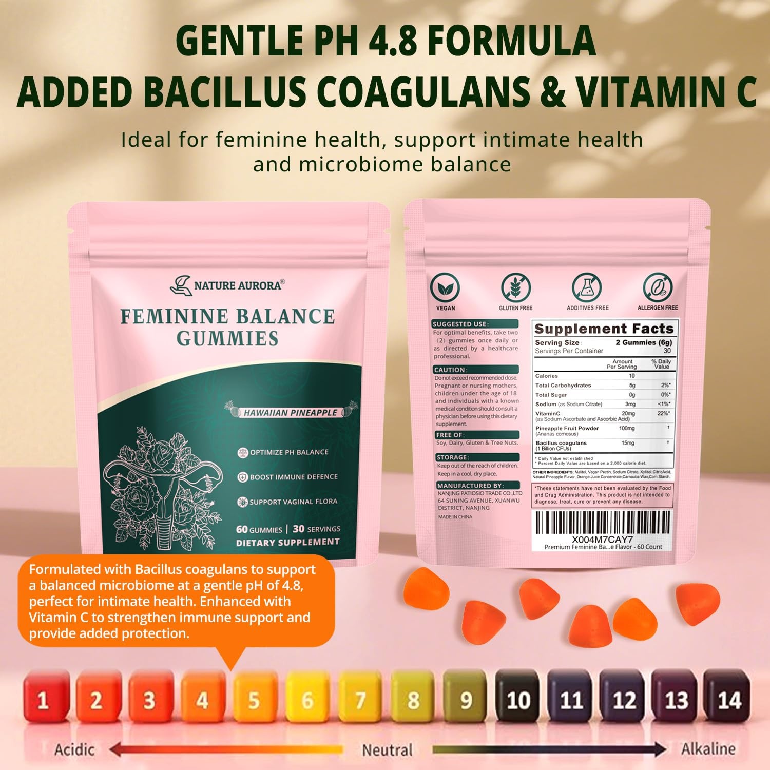 Premium Feminine Balance Gummies – Women’s pH Balance & Vaginal Probiotics Su…