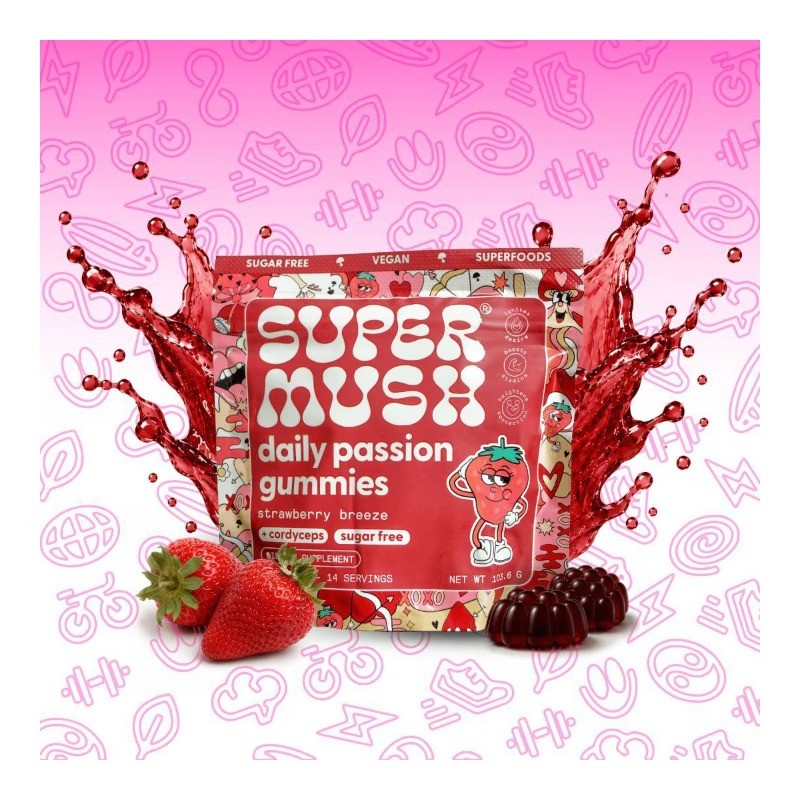 SuperMush Daily Passion Mushroom Supplement Gummies – 28ct/14 Servings