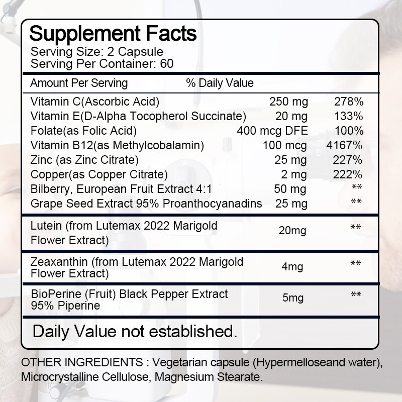 Eye Vitamins Lutein and Zeaxanthin – Relief Eye Strain Vision Health, Supplement