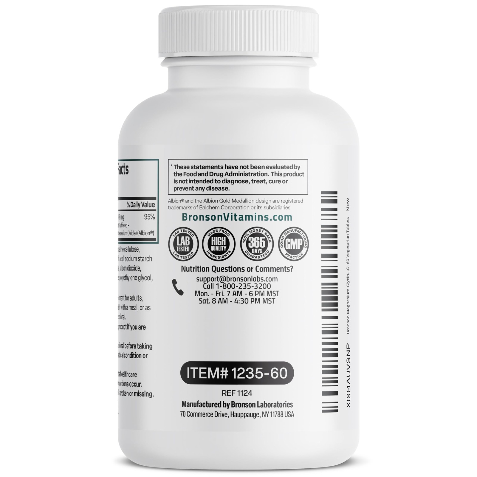 Bronson Magnesium Glycinate 400mg Extra Strength, 60 Count (Pack of 1)