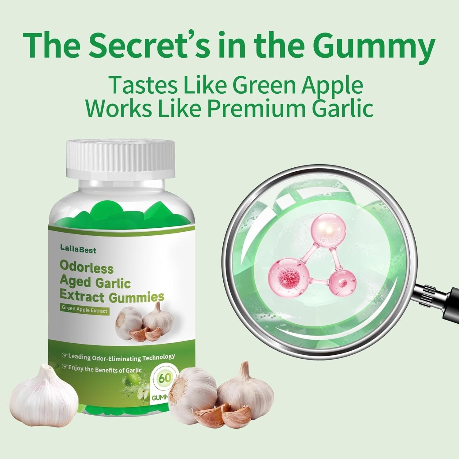 Odorless Aged Garlic Extract Gummies,7500mg Garlic,2 Years Aged Garlic Extract,G