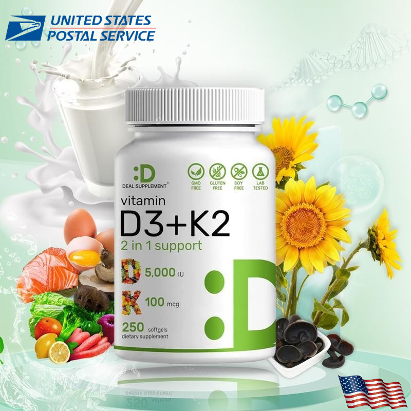 DEAL SUPPLEMENT Vitamin D3 K2 5000IU Softgel, 2-1 Complex, 250 Count