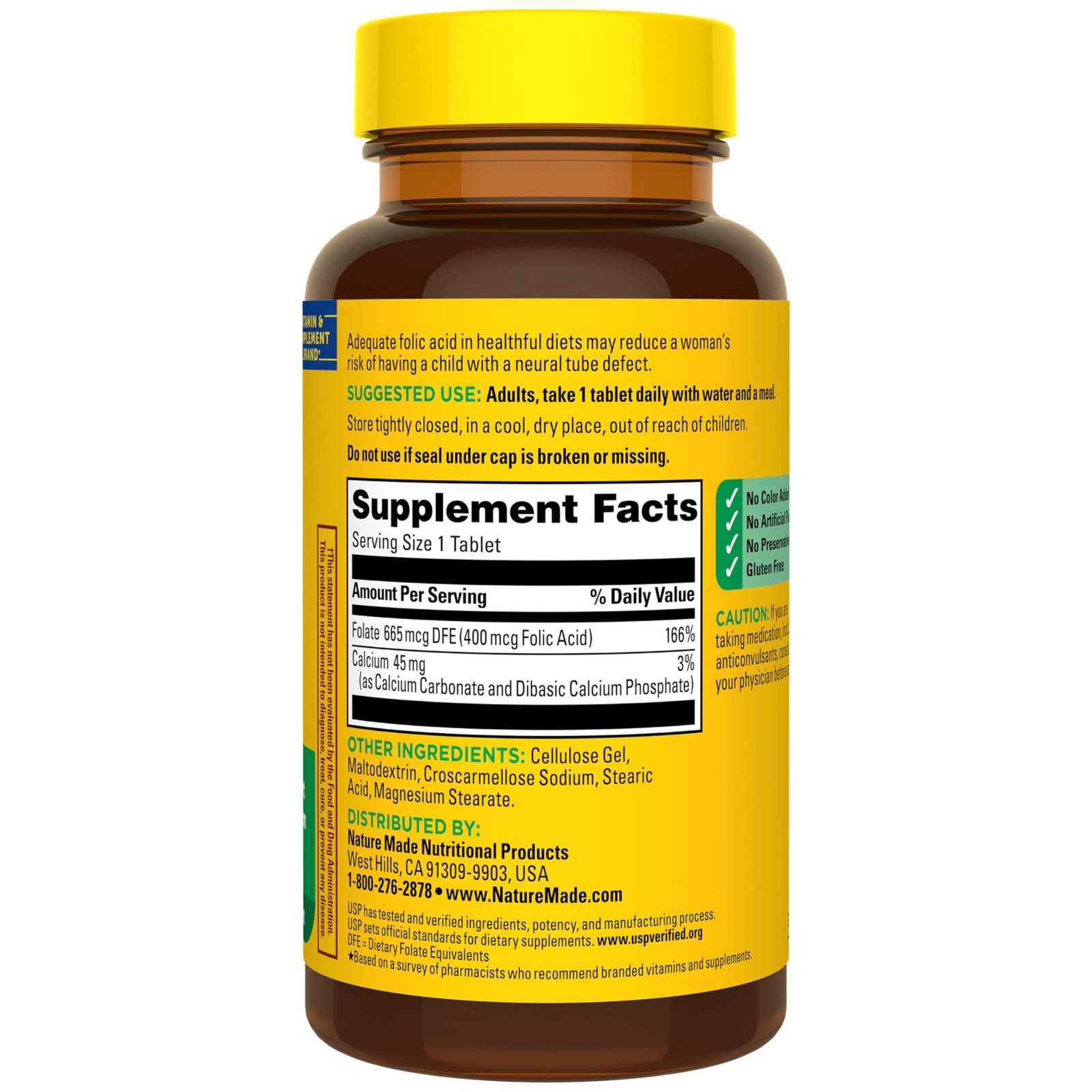 Nature Made Folic Acid 400 mcg (665 DFE) 250 Count (Pack of 1), White