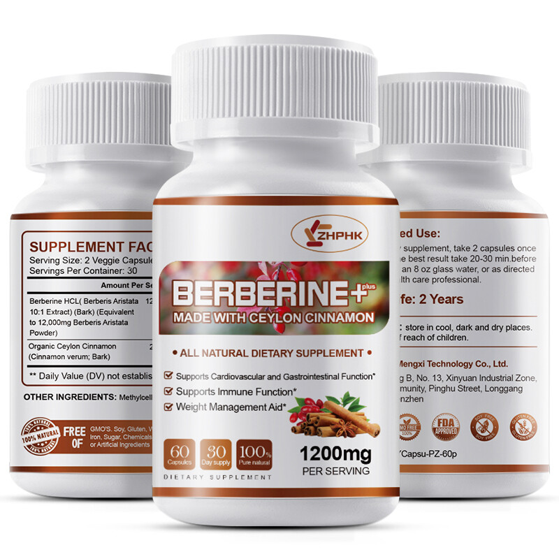 Berberine HCL 10:1 With Ceylon Cinnamon 1200mg Immune Blood Sugar & Heart Health