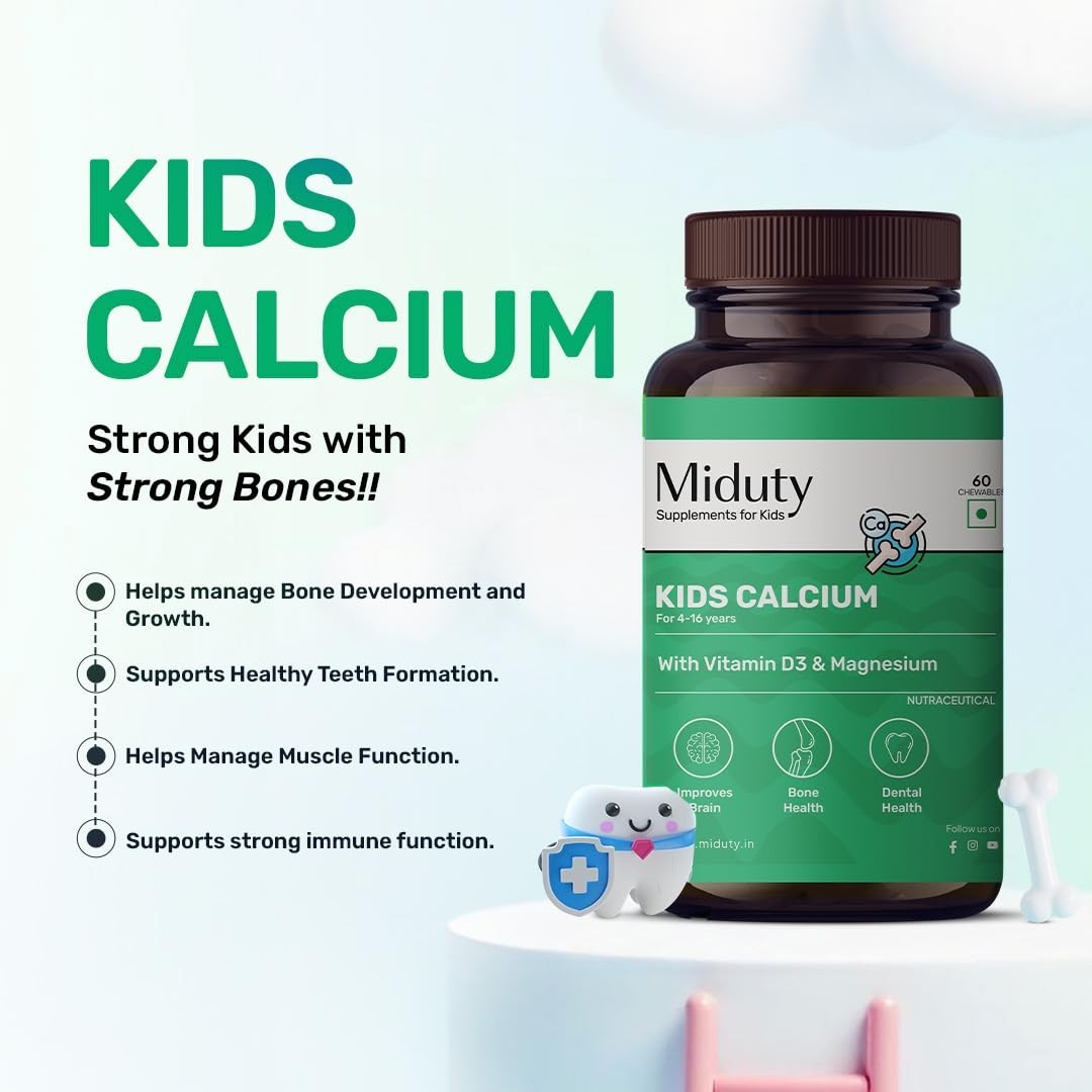3x Midu.ty Kids Calcium D3 K2 Magnesium 60 Chewables