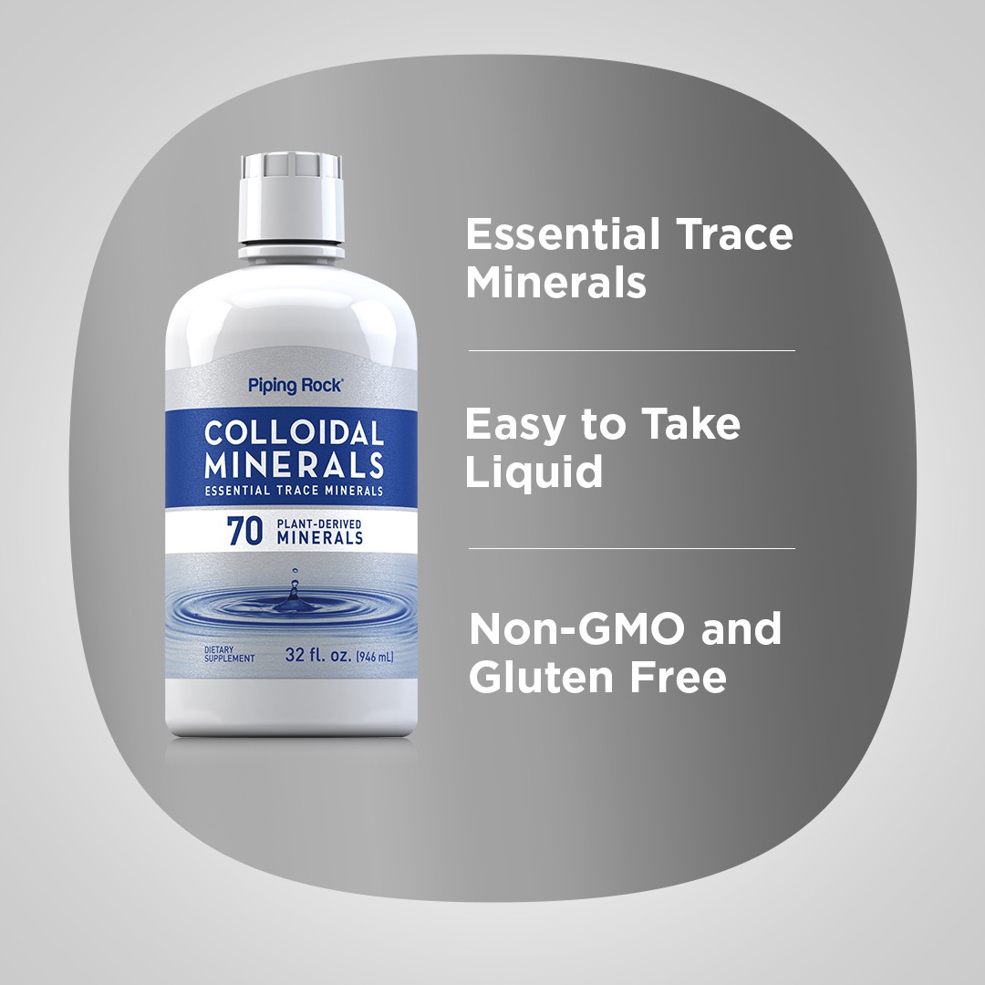 Colloidal Minerals Liquid 32 fl oz | 70 Plant-Derived Minerals | by Piping Rock
