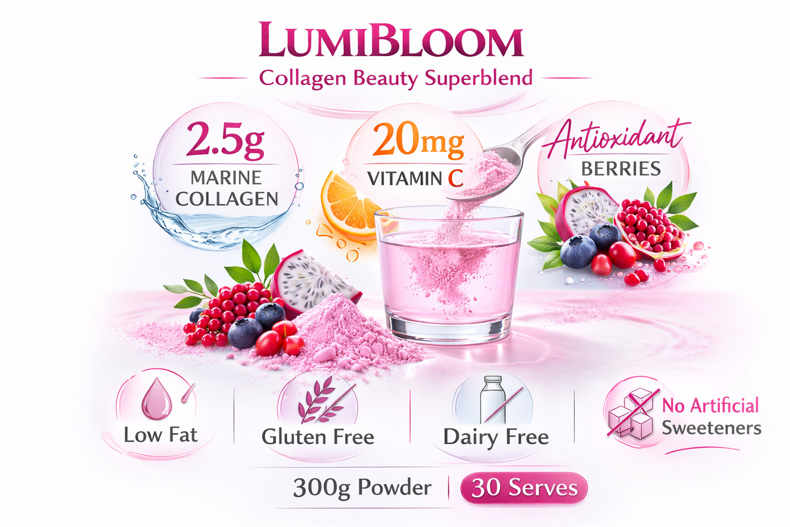 Collagen Beauty Blend Powder Marine Antioxidants Skin Elasticity
