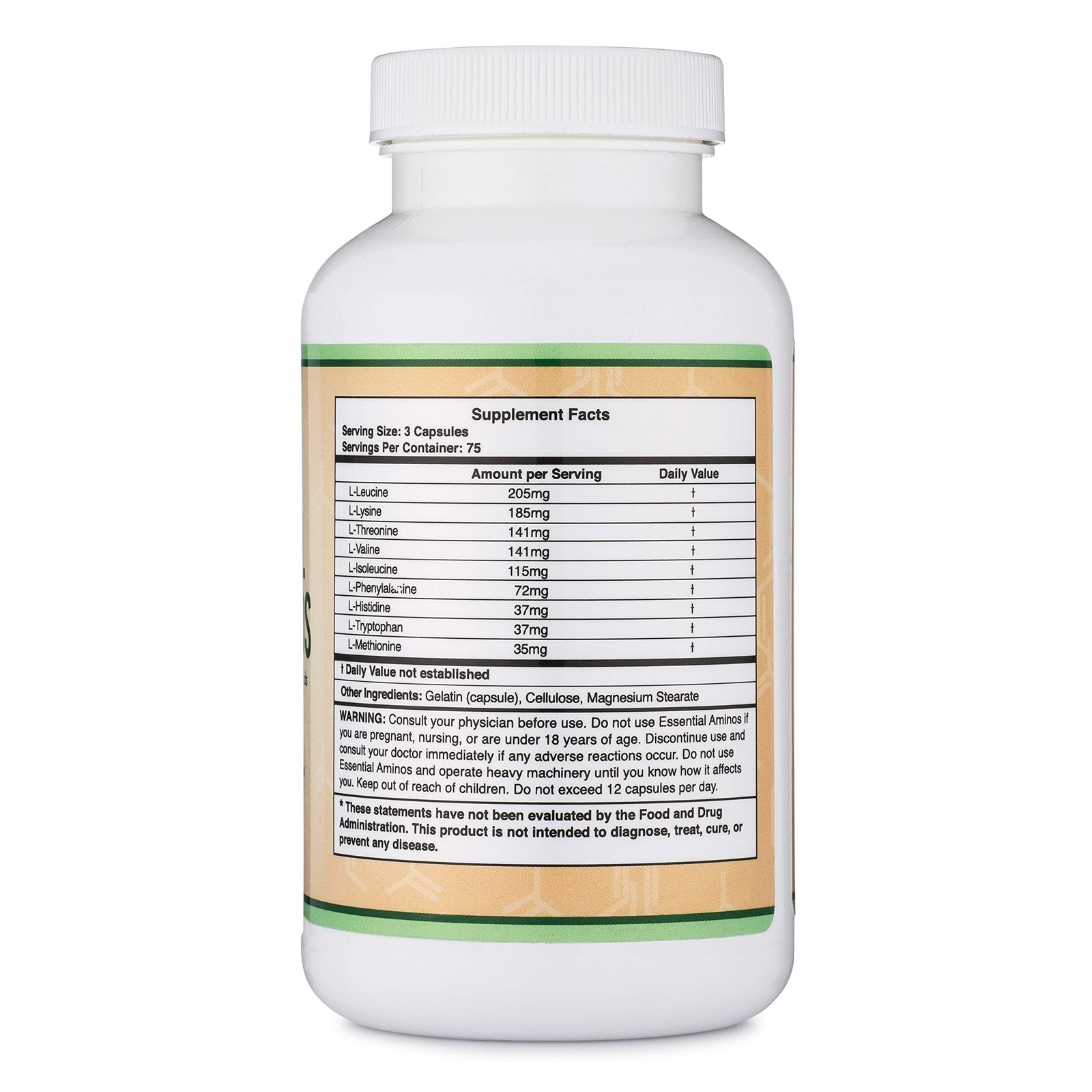 Essential Amino Acids – 1 Gram Per Serving 225 Count (Pack of 1), No Color