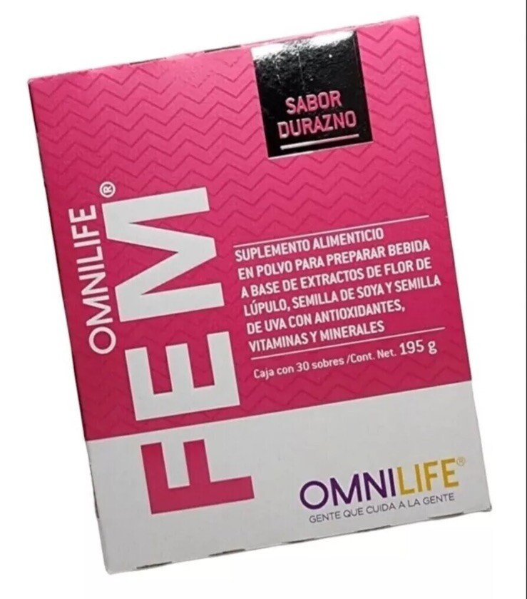 OML Fem | Omnilife | Sabor Durazno | Box w/30 sachets Peach Flavor
