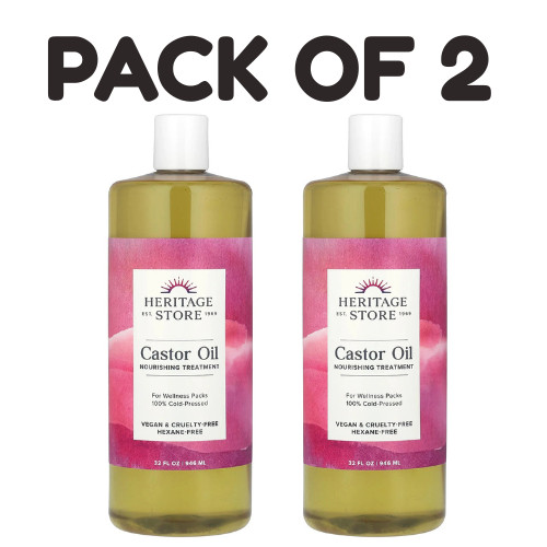 Heritage Store Castor Oil – 32 fl oz (960 ml) – Cruelty-Free – Pack of 2