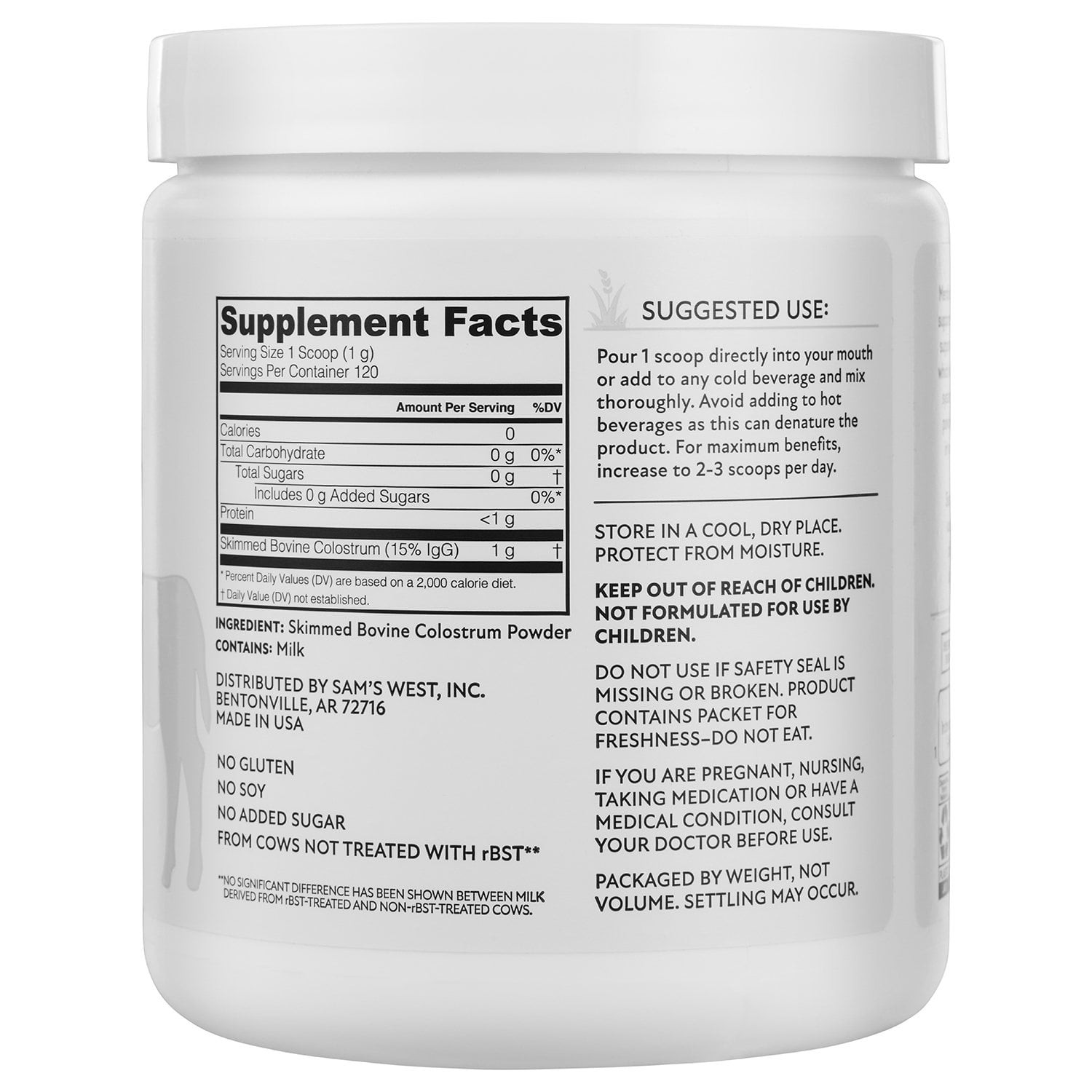 Member’s Mark Colostrum Powder, Unflavored, 120 g.