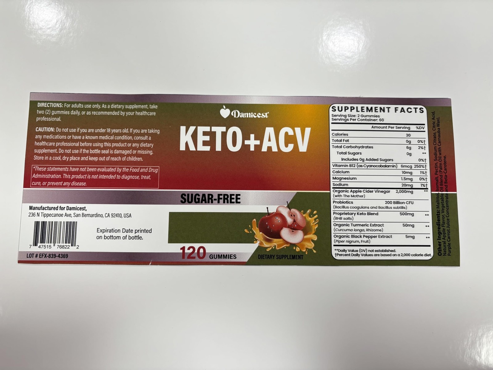 ACV Gummies, 120 Counts