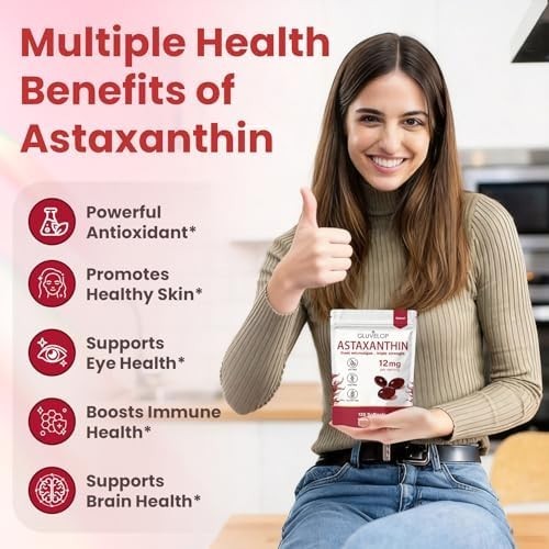 Astaxanthin 12mg 120 Softgels, 4 Month Supply,Triple Strength,Non-GMO,Eye Health