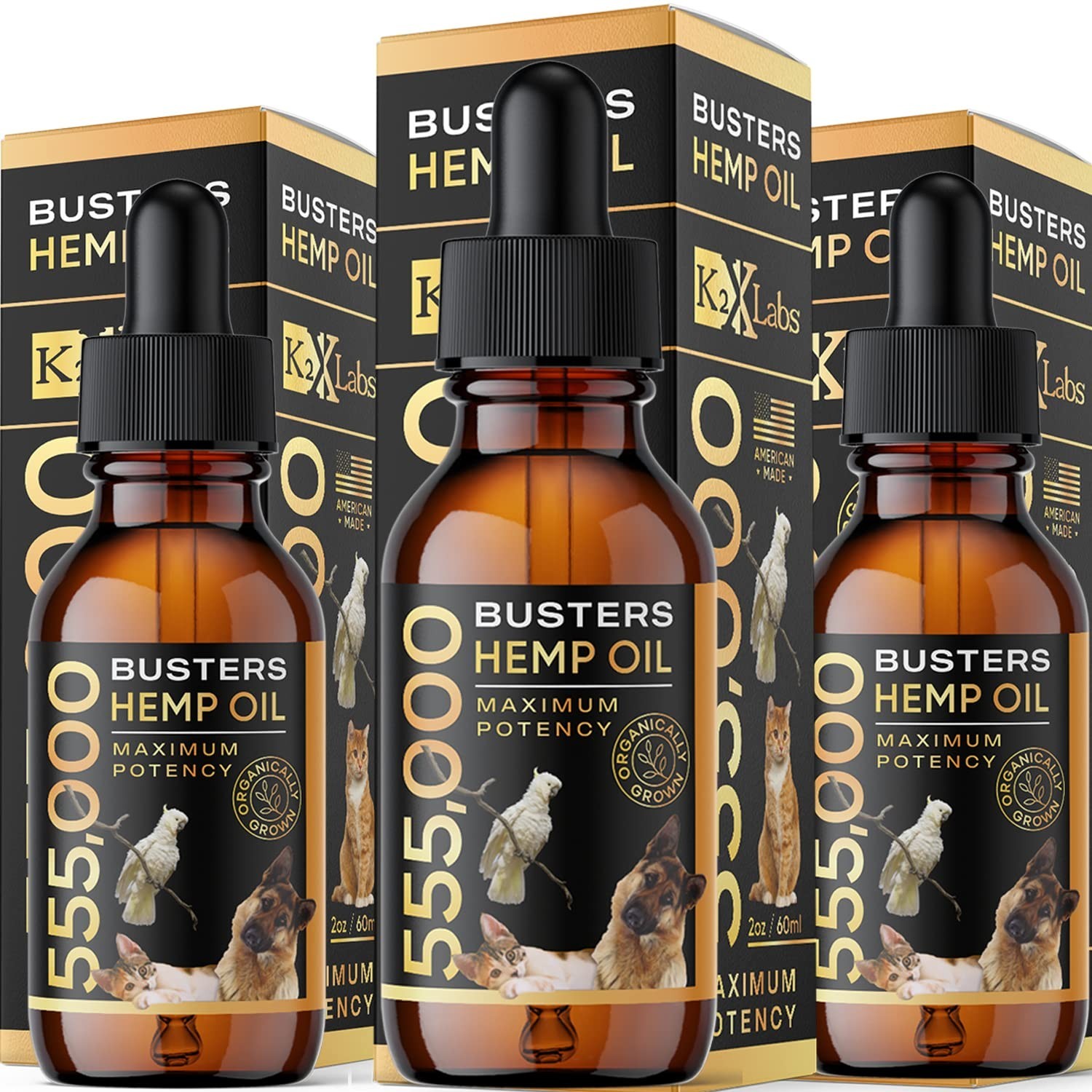 Buster’s Hemp Oil for Dogs & Cats, Calm, Joint, Coat, 3Pack 60ml | Cold-press…