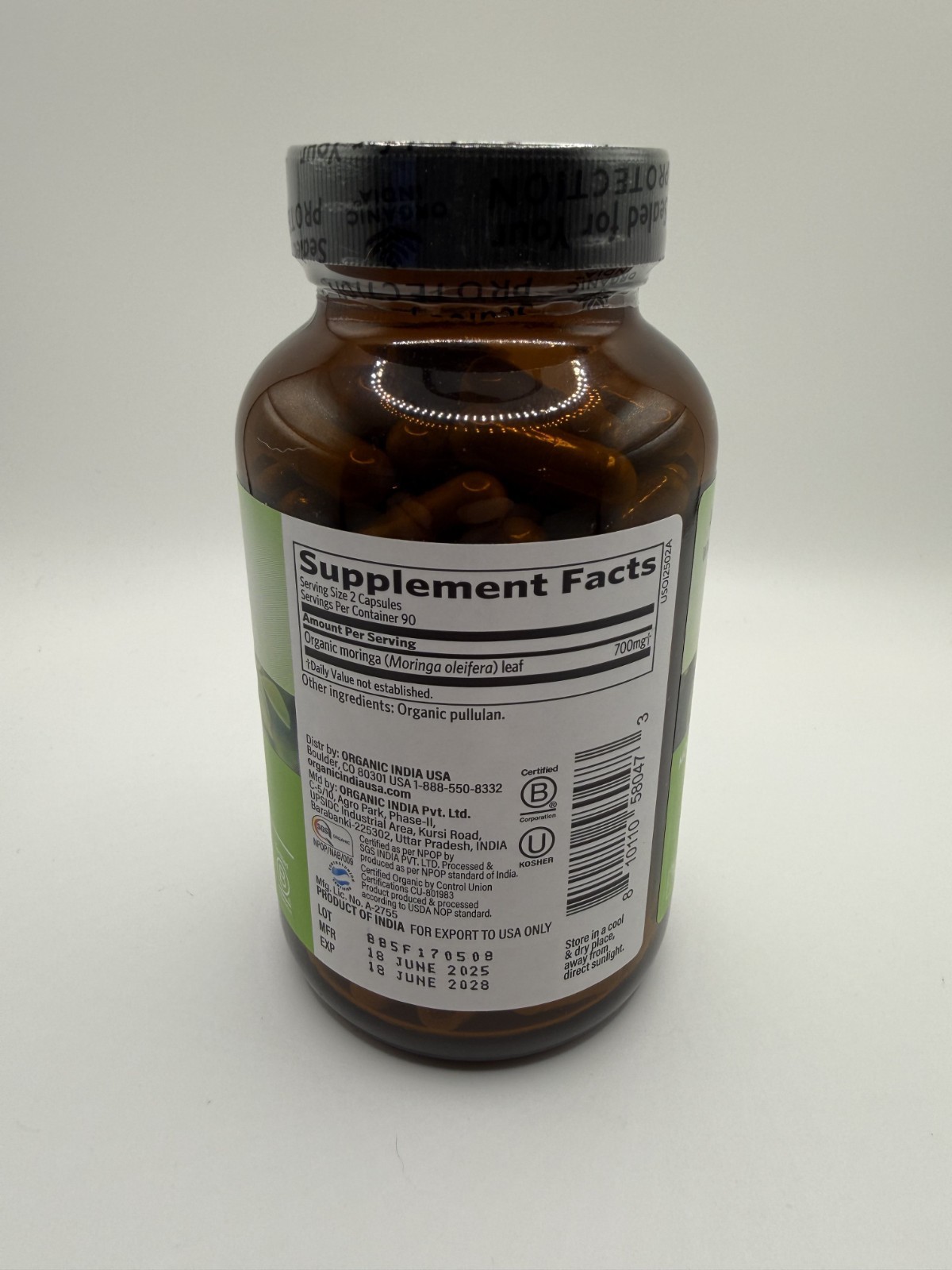 Organic India Moringa Green Supperfood Herbal Supplement 180 Veg Cap – Brand New
